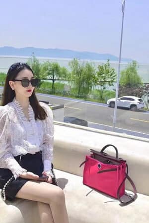 [에르메스] 켈리 kelly Herbag 31cm G5 Bois De Rose+블랙 숄더백