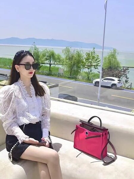 [에르메스] 켈리 kelly Herbag 31cm G5 Bois De Rose+블랙 숄더백