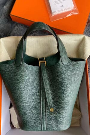 [에르메스] 피코탄 Picotin 18,22cm 6O Vert Cypres 금장 은장 핸드백