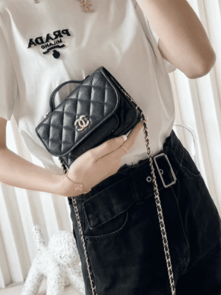 [샤넬] 체인 미니백 그레인드 카프스킨 골드 메탈 AP2914 - 품절