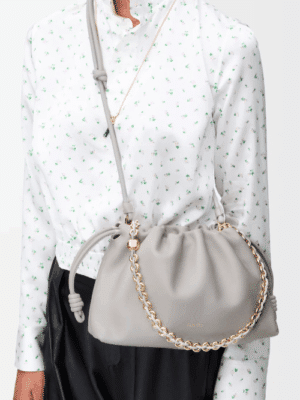 [로에베] 미디움 플라멩코 펄스 나파 램스킨 쉘 그레이 A411FCRX02