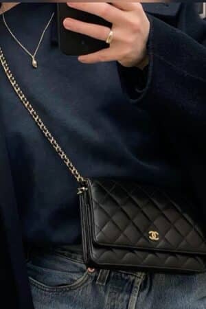 [샤넬] 클래식 WOC 미니 크로스백 블랙 램스킨 금장 AP0250