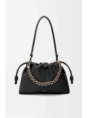 [로에베] 라지 플라멩코 펄스 나파 램스킨 블랙 A411FPDX01