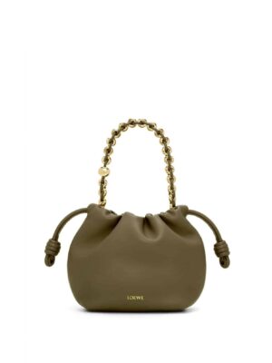 [로에베] 미니 플라멩코 펄스 나파 램스킨 카키 그린 A914CBPX03