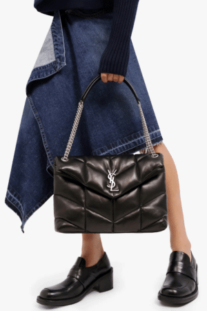 [생로랑] 푸퍼 미디엄 숄더백 블랙 은장 577475