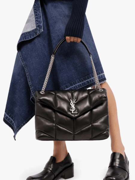 [생로랑] 푸퍼 미디엄 숄더백 블랙 은장 577475