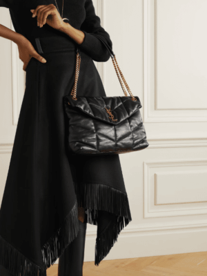 [생로랑] 푸퍼 미디엄 숄더백 블랙 금장 577475