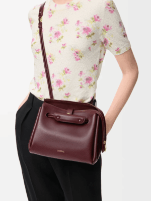 [로에베] 스몰 마드리드 백 서플 카프스킨/다크버건디