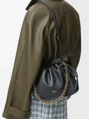 [로에베] 미디움 플라멩코 펄스 나파 램스킨 블랙 A411FCRX02