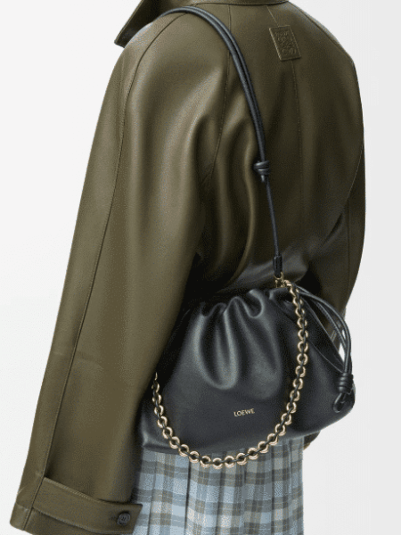 [로에베] 미디움 플라멩코 펄스 나파 램스킨 블랙 A411FCRX02