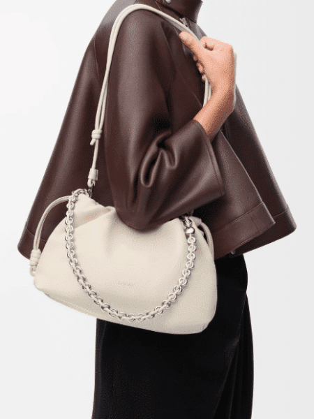 [로에베] 미디움 플라멩코 펄스 나파 램스킨 바다 소금 A411FCRX02