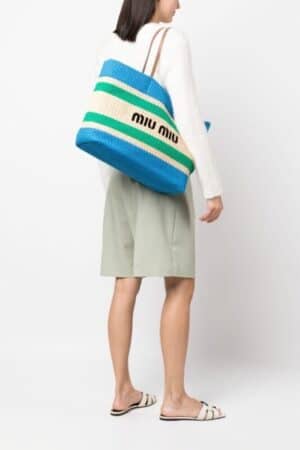 [미우미우] 라피아 및 코튼 토트 백 5BG228_2DO3_F03QS_V_OOO