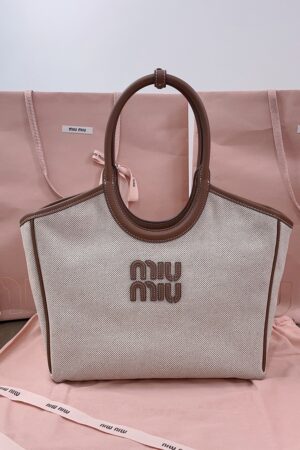 [미우미우] Ivy Canvas Tote Bag