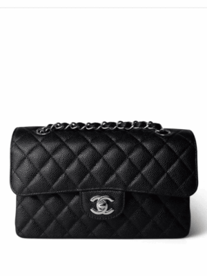 [샤넬] 스몰 클래식 플랩백 캐비어 카프스킨 은장 A01113