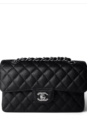 [샤넬] 스몰 클래식 플랩백 캐비어 카프스킨 은장 A01113