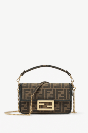 [펜디] 바게트 미니 브라운 FF 자카드 패브릭 백 8BS017