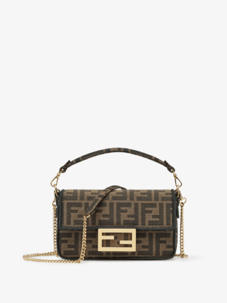 [펜디] 바게트 미니 브라운 FF 자카드 패브릭 백 8BS017