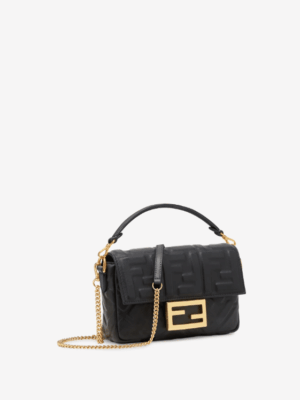 [펜디] 바게트 미니 FF 모티프 블랙 나파 가죽 백 8BS017