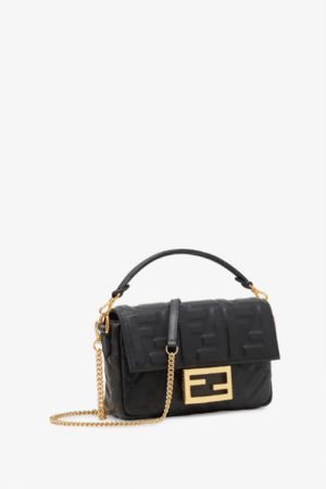 [펜디] 바게트 미니 FF 모티프 블랙 나파 가죽 백 8BS017