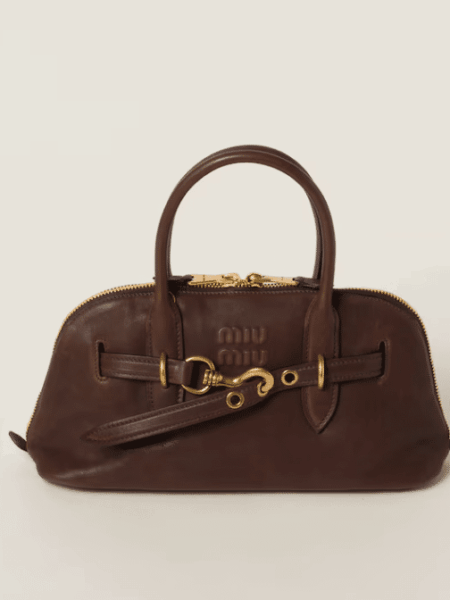 [미우미우] 아방뛰르 나파 가죽 탑 핸들 백 5BB168
