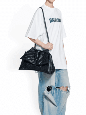 [발렌시아가] 크러쉬 미디엄 퀼티드 체인백 블랙 716393210IY1000