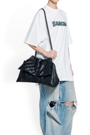 [발렌시아가] 크러쉬 미디엄 퀼티드 체인백 블랙 716393210IY1000