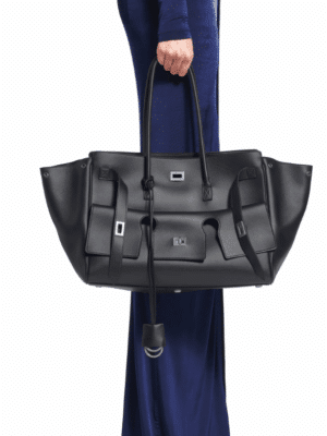 [발렌시아가] 벨 에어 미디엄 캐리 올 백 블랙 실버 장식 8356702ABAW1000