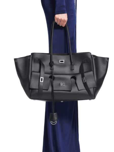 [발렌시아가] 벨 에어 미디엄 캐리 올 백 블랙 실버 장식 8356702ABAW1000