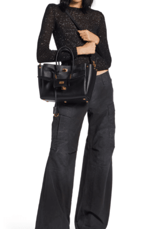 [발렌시아가] 여성 벨 에어 스몰 캐리 올 백 블랙 골드 장식 8125452ABAV1000