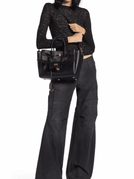[발렌시아가] 여성 벨 에어 스몰 캐리 올 백 블랙 골드 장식 8125452ABAV1000