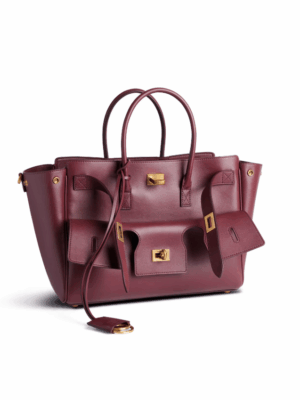 [발렌시아가] 여성 벨 에어 스몰 캐리 올 백 버건디 골드 장식 8125452ABAV6034