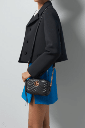 [구찌] GG 마몬트 마틀라세 미니 블랙 숄더백 448065