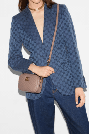 [구찌] GG 마몬트 마틀라세 미니 숄더백 핑크 448065