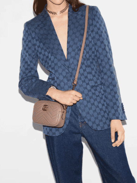 [구찌] GG 마몬트 마틀라세 미니 숄더백 핑크 448065