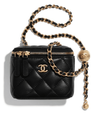 [샤넬] 미니 베니티백 램스킨 블랙 골드볼 체인 금장 AP1447