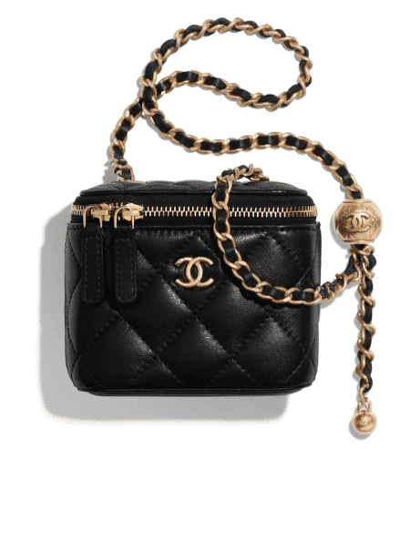 [샤넬] 미니 베니티백 램스킨 블랙 골드볼 체인 금장 AP1447
