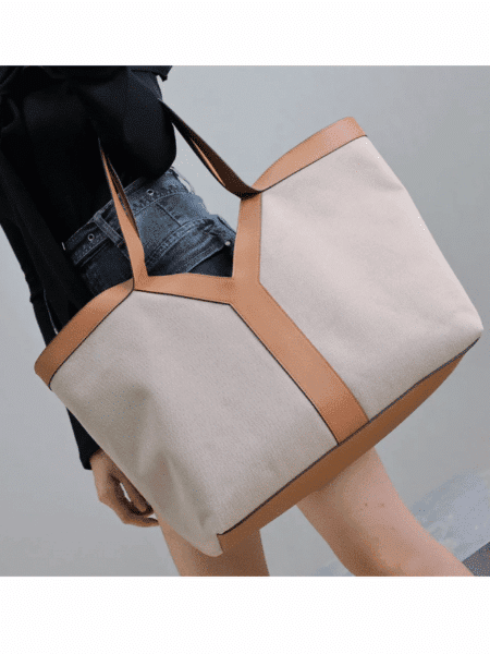 [생로랑] 캔버스와 가죽 소재의 y 토트 817602FAC7T9856