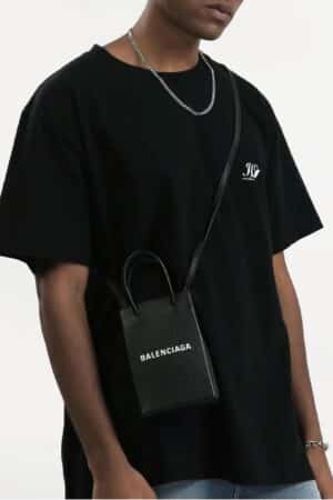 [발렌시아가] 폰 홀더 미니 크로스백 블랙/화이트 5938260AI2N1000