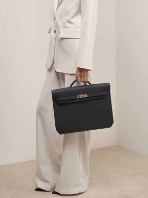 [에르메스] 켈리 Depeches 36cm Briefcase Togo/ Noir - Silver