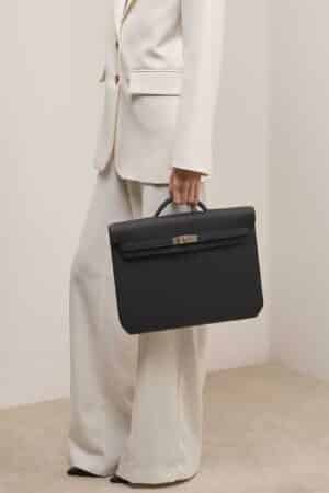 [에르메스] 켈리 Depeches 36cm Briefcase Togo/ Noir - Silver