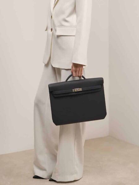 [에르메스] 켈리 Depeches 36cm Briefcase Togo/ Noir - Silver