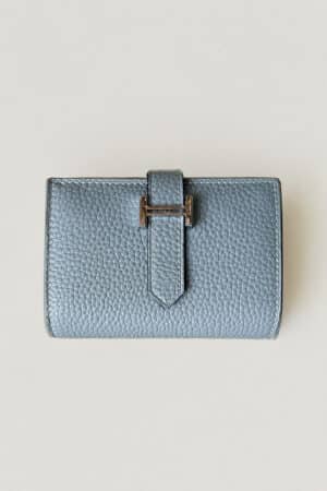 [에르메스] Bearn 카드 홀더 Togo - Bleu Ciel / Silver