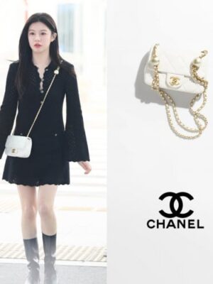 [샤넬] 미니 플랩 백 화이트 램스킨 판타지 펄 골드메탈  AS4868 B16574 10601