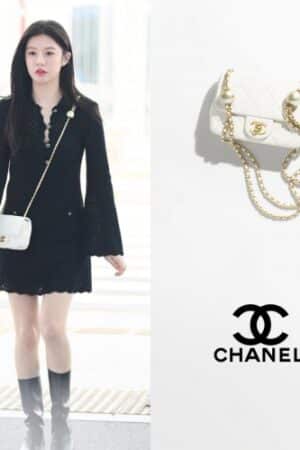 [샤넬] 미니 플랩 백 화이트 램스킨 판타지 펄 골드메탈  AS4868 B16574 10601