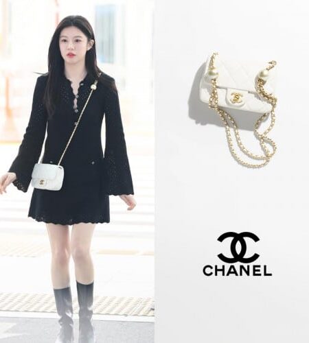 [샤넬] 미니 플랩 백 화이트 램스킨 판타지 펄 골드메탈  AS4868 B16574 10601