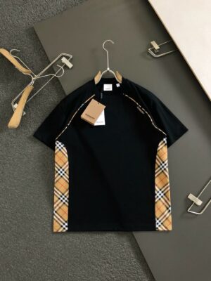 [버버리] 체크 패널 코튼 티셔츠