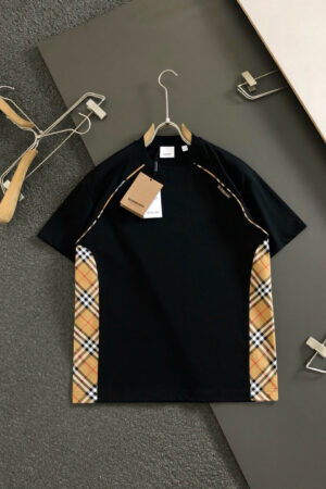 [버버리] 체크 패널 코튼 티셔츠
