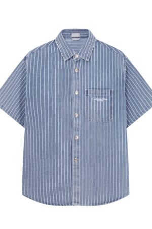 [디올] 꾸뛰르 스트라이프 데님 반팔 셔츠