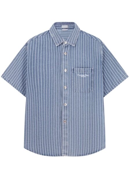 [디올] 꾸뛰르 스트라이프 데님 반팔 셔츠