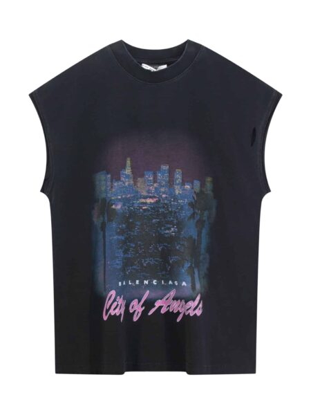 [발렌시아가] 블랙 시티 오브 엔젤스 반팔 티셔츠